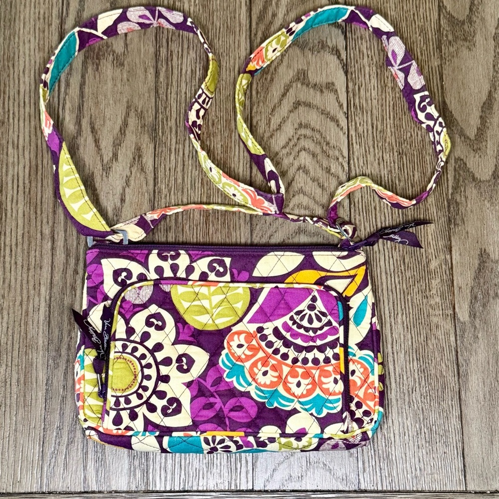 Vera Bradley Colorful Floral Crossbody Bag. Retired pattern “Plum Crazy”.